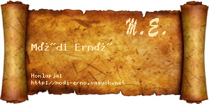 Módi Ernő névjegykártya